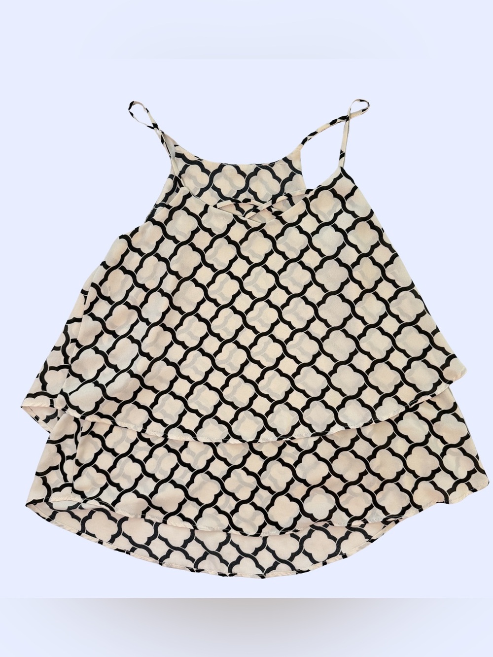 Emmelee for F.C. Cream & Black Geometric Layered Camisole